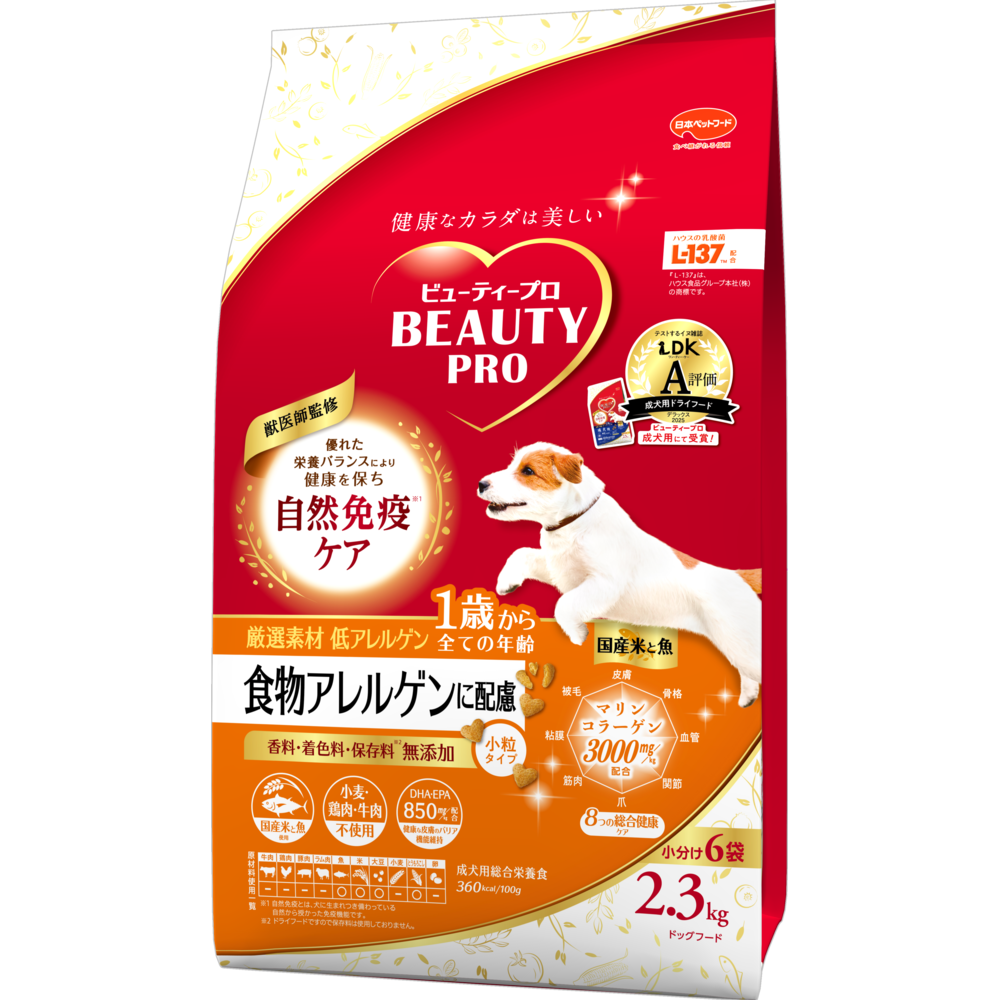 日本 Beauty Pro 獸醫監督 1 歲以上全犬糧 2.3kg (國產米和魚) (平行進口)