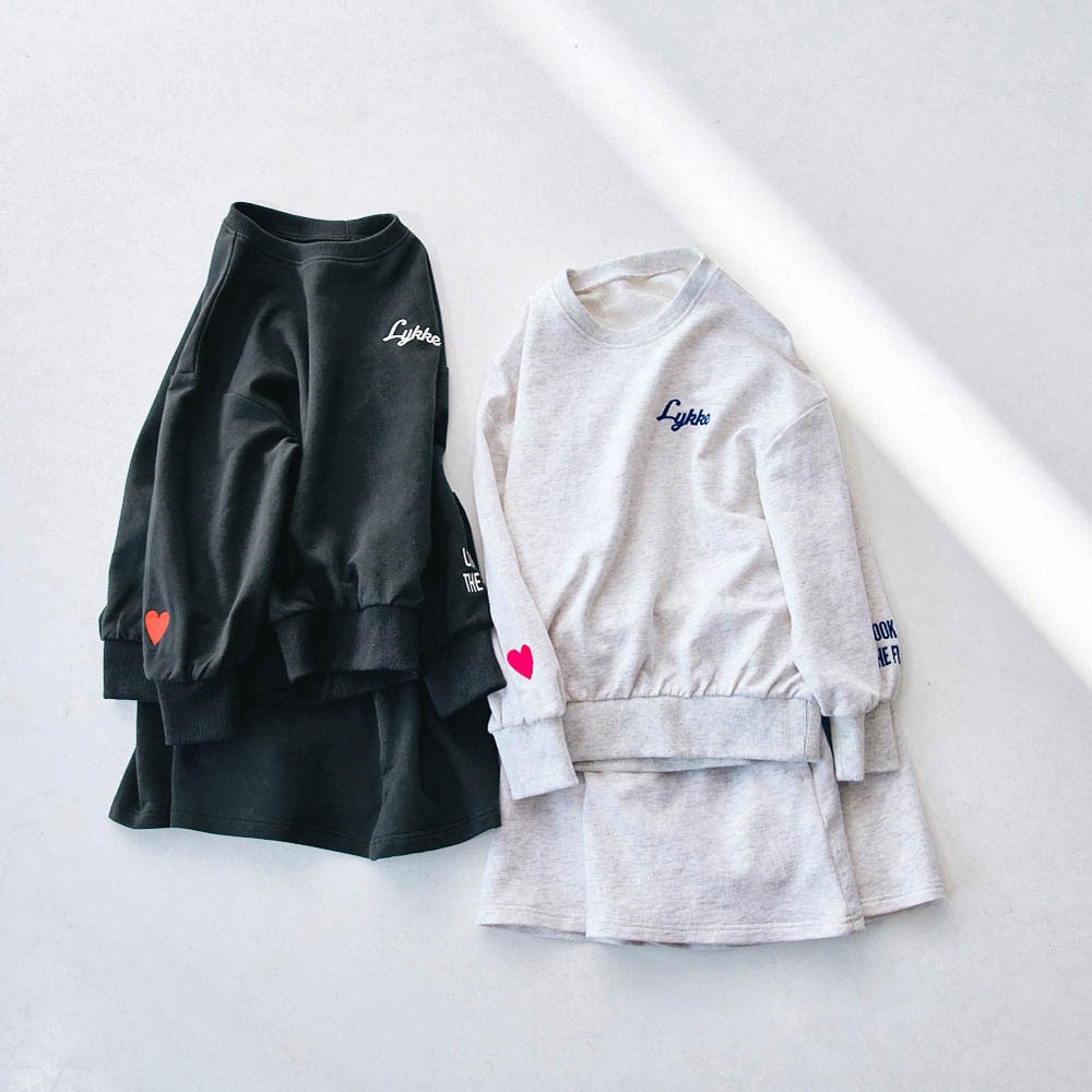 🆕【⭐訂購⭐】🌀刺繡心型logo泡泡袖衛衣+裙褲 套裝［2款選］🌀 [ELBA-0125][260315]