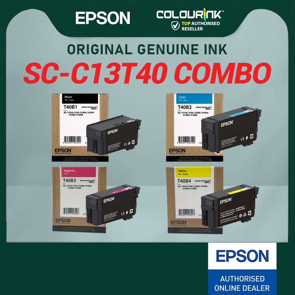 Epson T40 Genuine Ink Black 80ML Cyan Magenta Yellow 50ML for Surecolor SC-T3130N SC-T3130M C13T40B100 C13T40B200 C13T40B300 C13T40B400