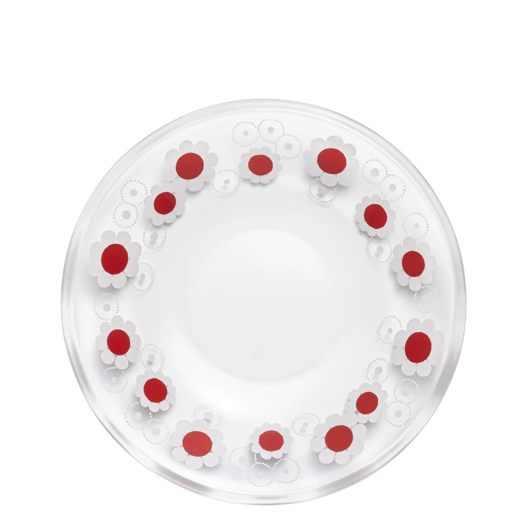 復古風印花玻璃碟-紅色