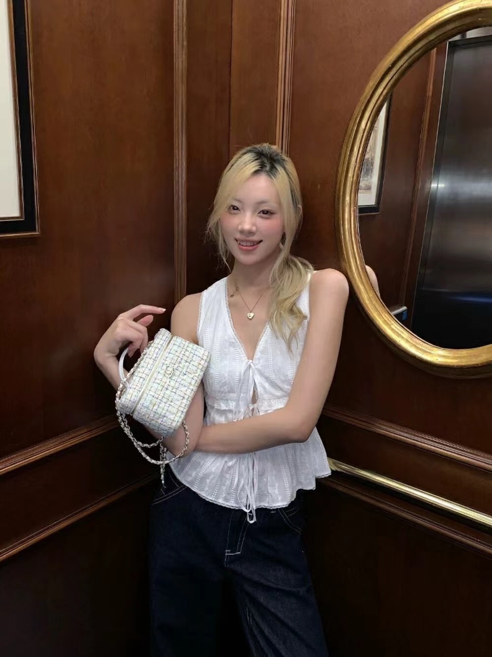 法式绑带无袖背心