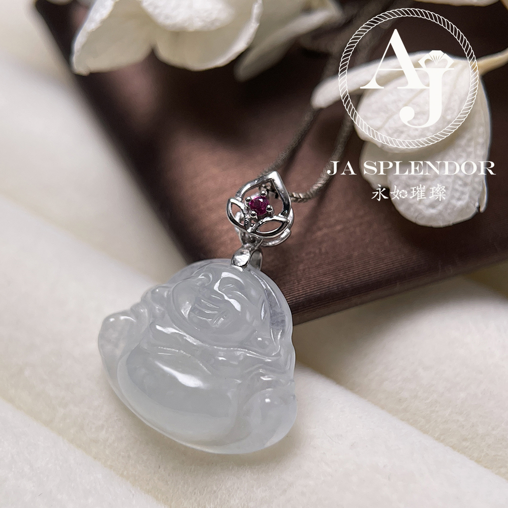 JN-3323 天然翡翠A玉 冰種笑佛/佛公小吊墜(法師加持)