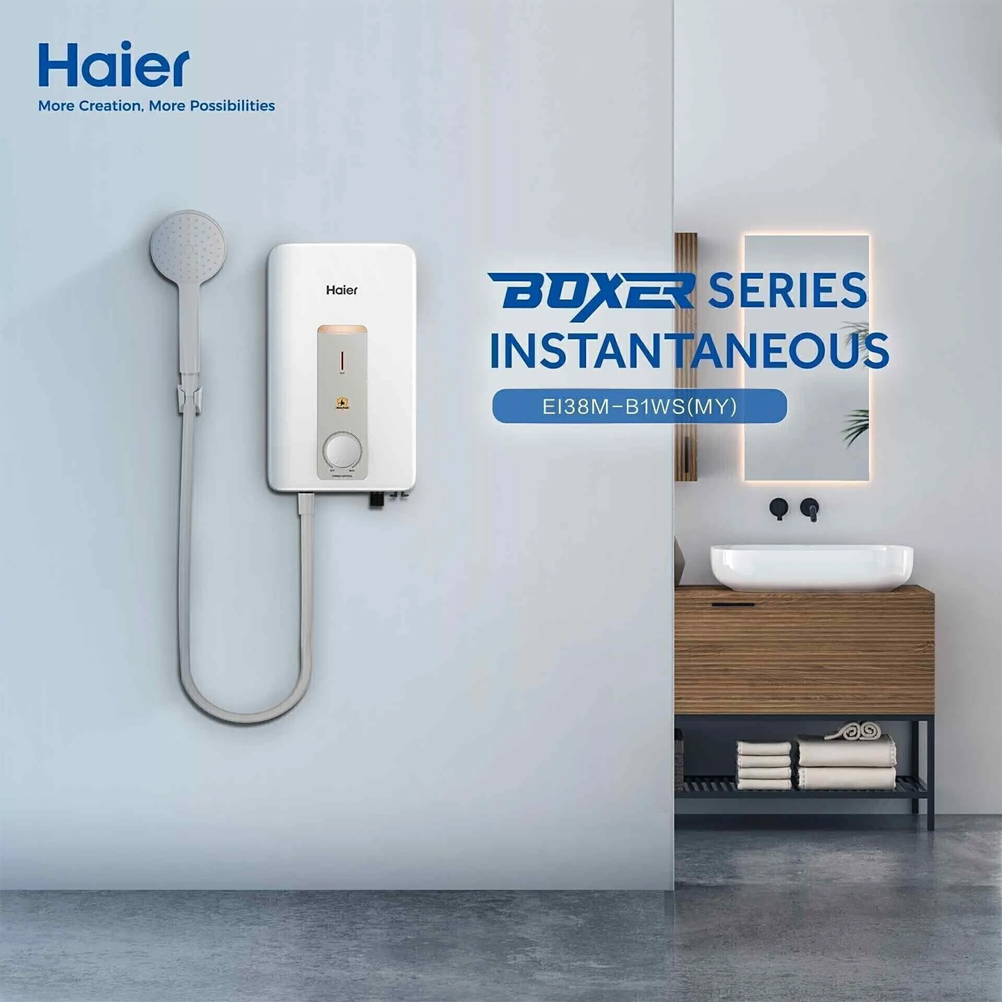 Haier 3.8kW DC Pump Water Heater Silver (EI38M-B1WS)