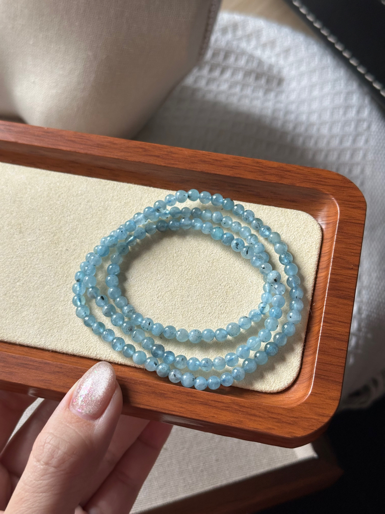 三圈海蓝宝 ｜ 3 laps Aquamarine 4mm+ 