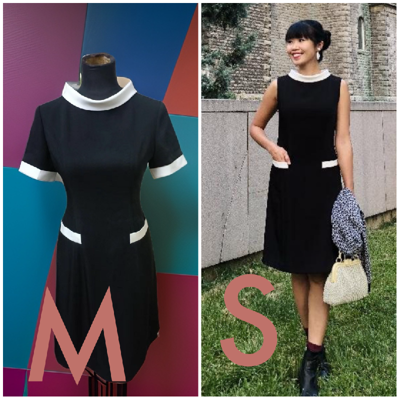 Sample S/M - 1950s Inspired Space Age Black & White MOD Dress- Vest/ShortSleeve(FM194)