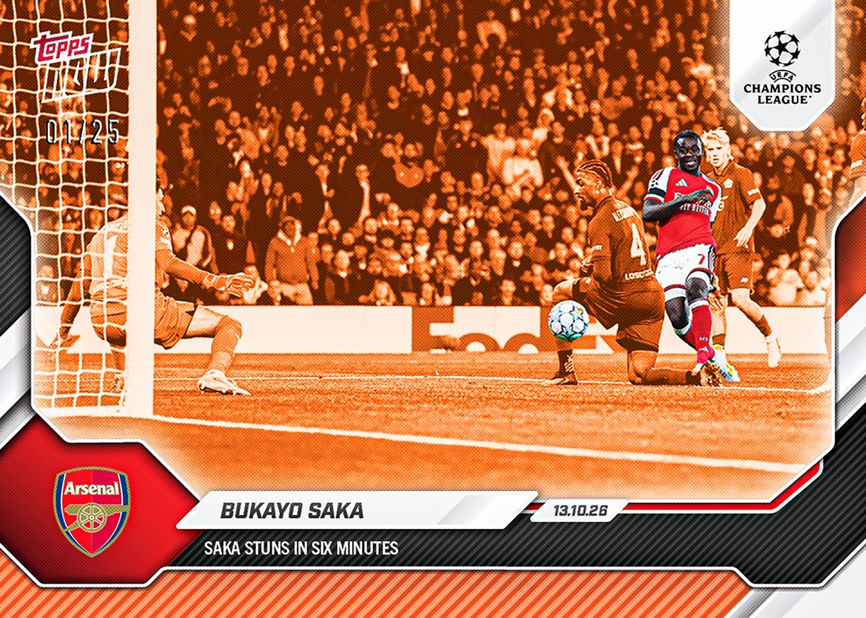 Bukayo Saka - 2026-27 UCL Topps NOW® #21 六分鐘一傳一射卡【團購】