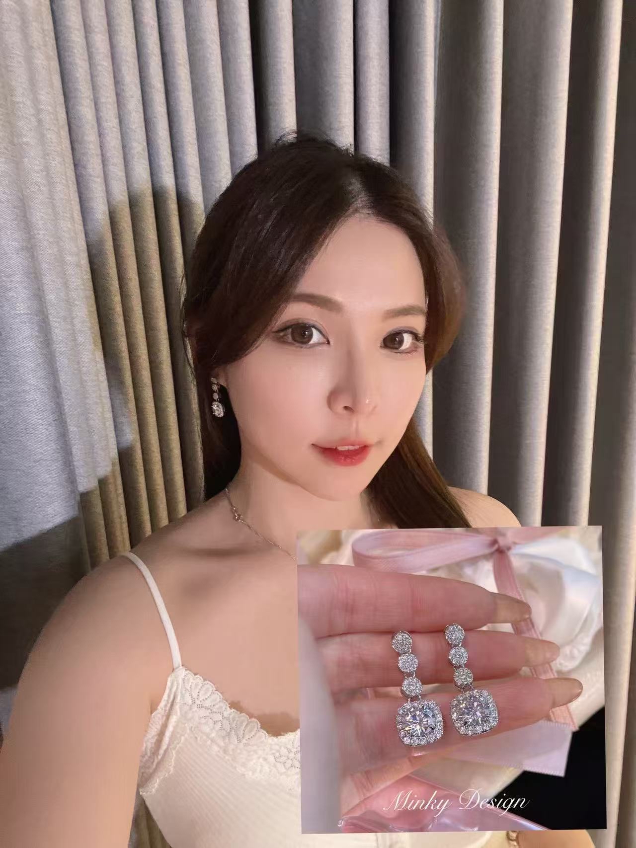 6672 许妍同款冰霜满钻耳环(925银针)