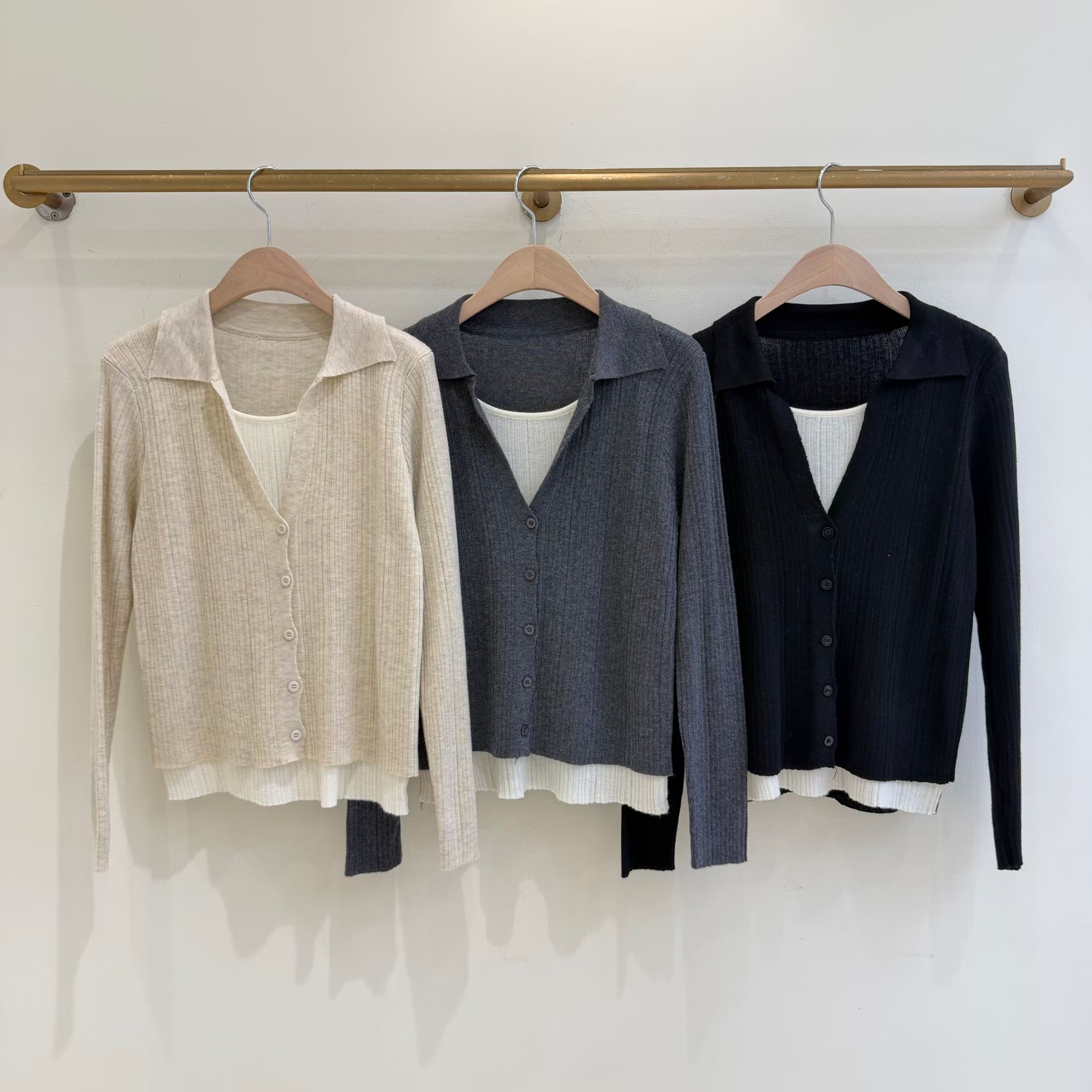 假2件開胸薄針織