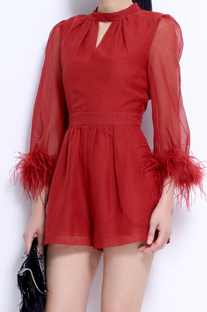 CD2155 Vivienne Feather Trim Dress