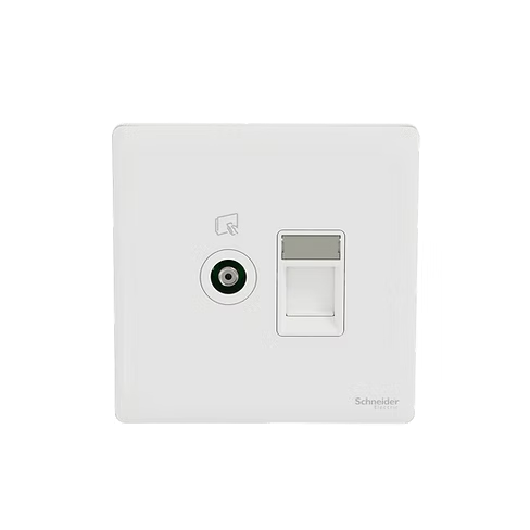 施耐德 Unica X 皎月白 TV蘇+CAT6數據插座