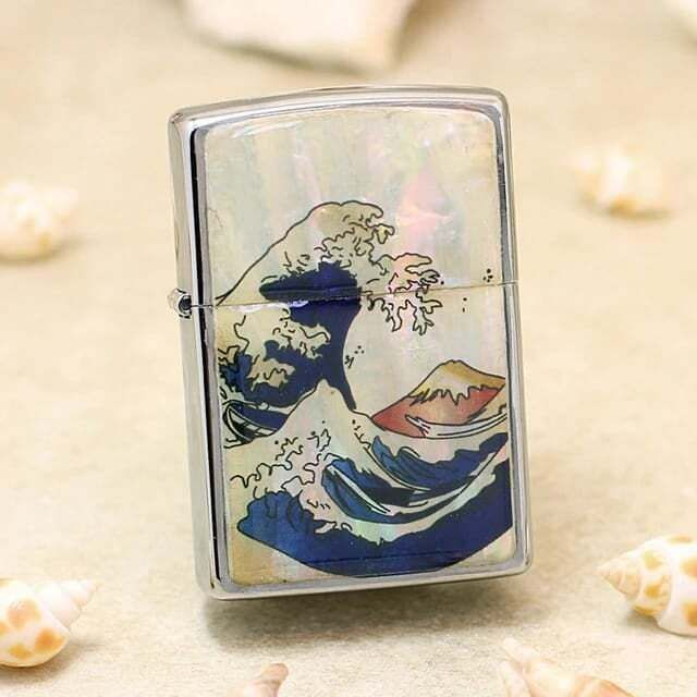 美國製造 | Zippo指定經銷商 Zippo ZA-5-181 / ZBT-5-181 經典大浪傳統打火機 – 啞藍水紋浪富士 (神奈川沖浪與富士山下版) Great Wave Legacy Lighter
