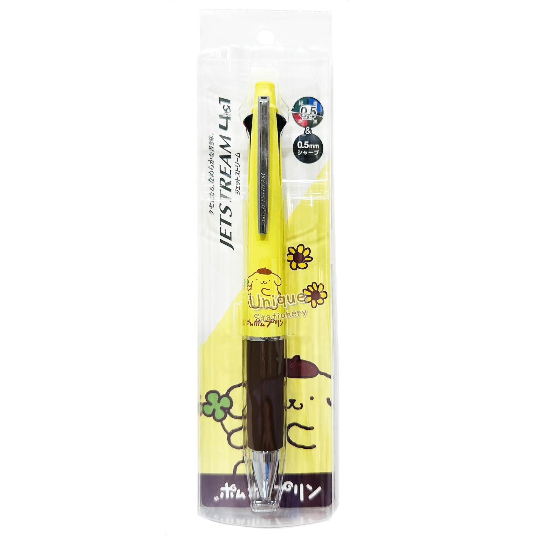 現貨｜Sanrio Pompompurin 布甸狗 日本製 uni Jetstream 4&1 多功能 5用筆 0.5mm 4色原子筆 + 0.5mm 鉛芯筆 (307868)