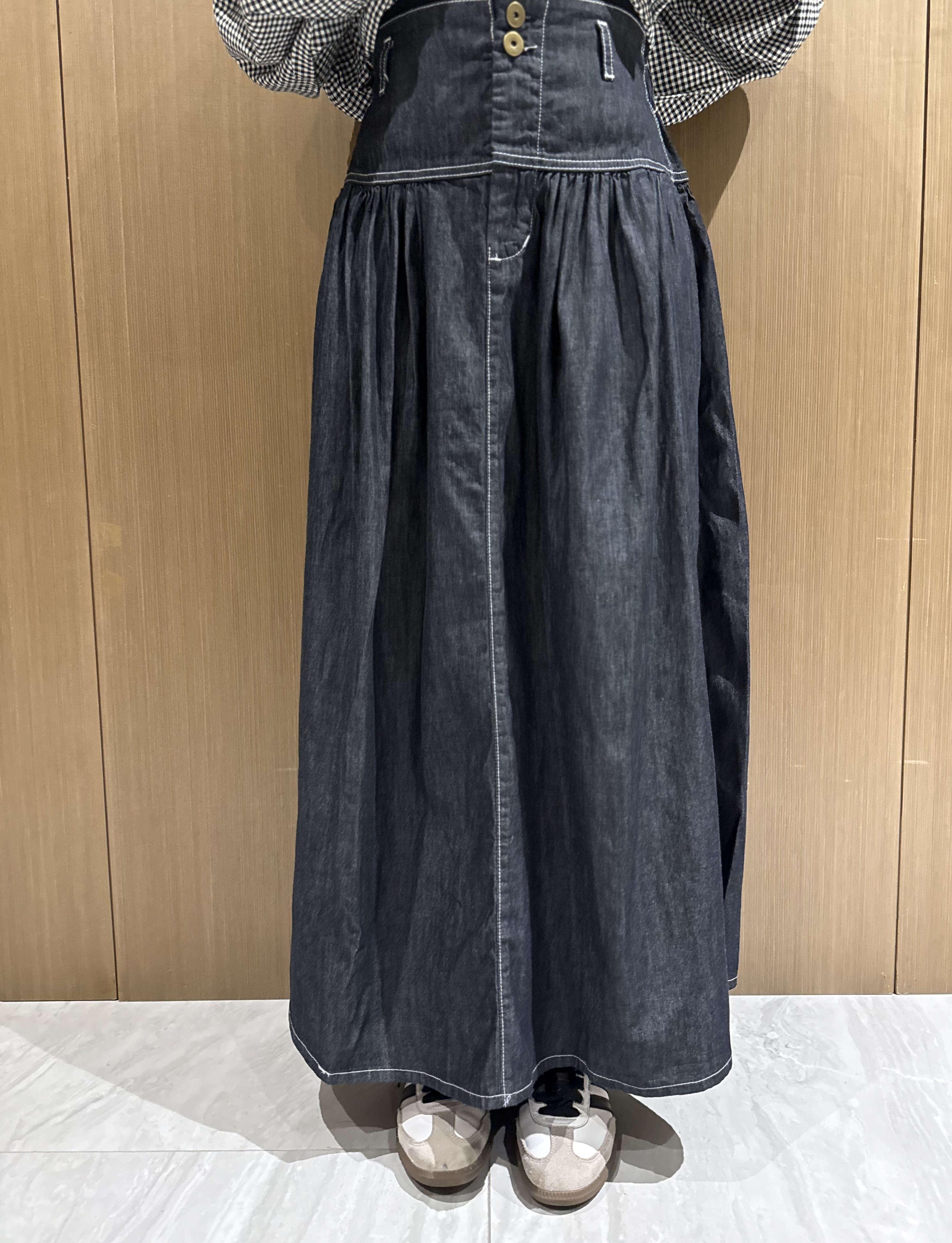 高腰明線薄牛仔裙