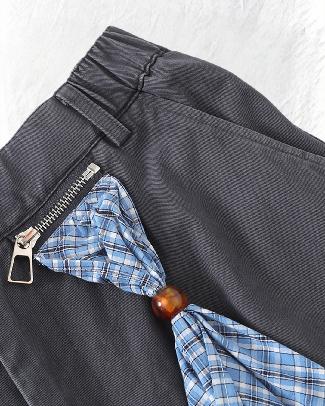 M1062拉鍊配布裝飾短褲