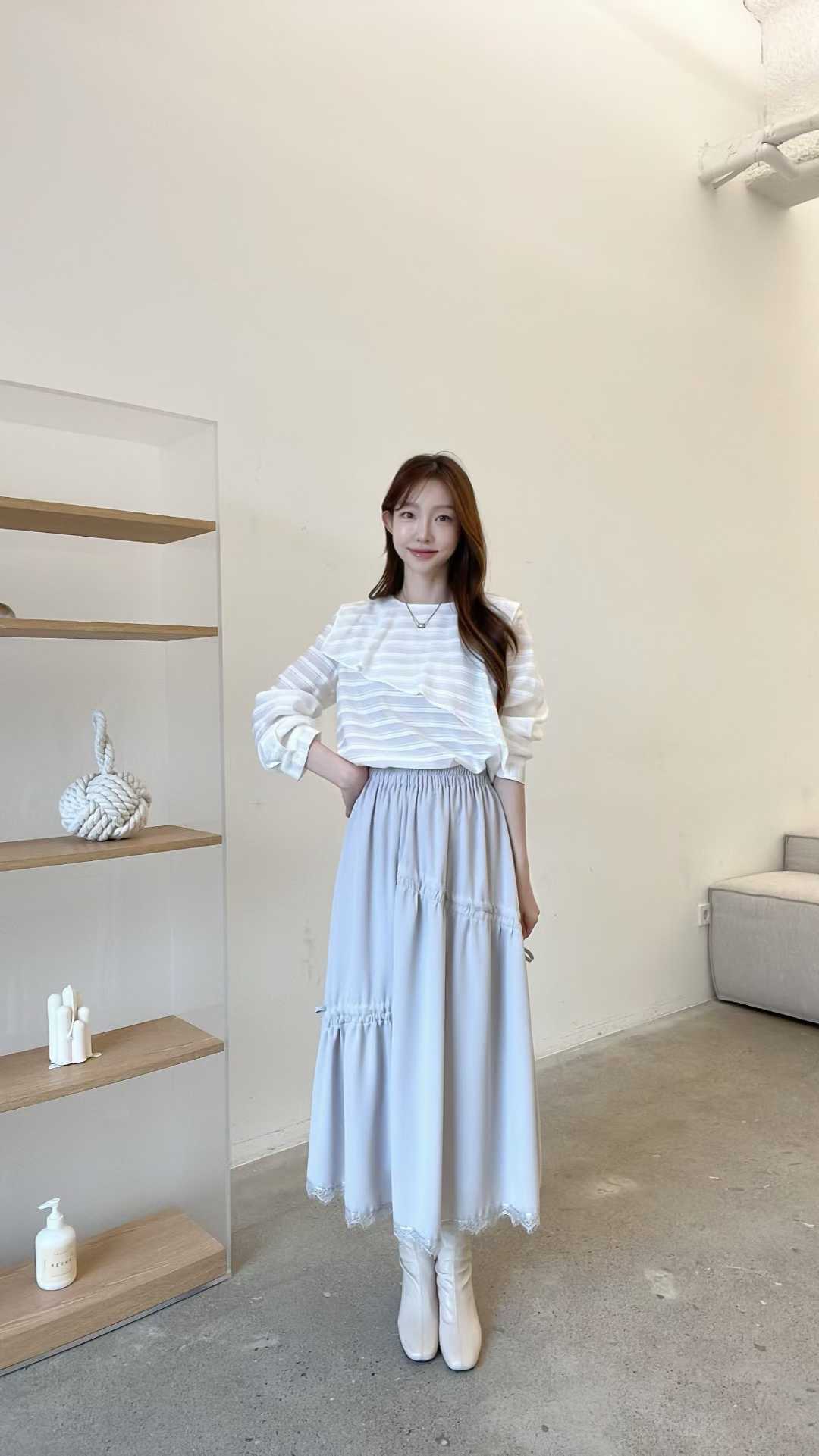 FV07_04 不規則打摺長裙 (3色)