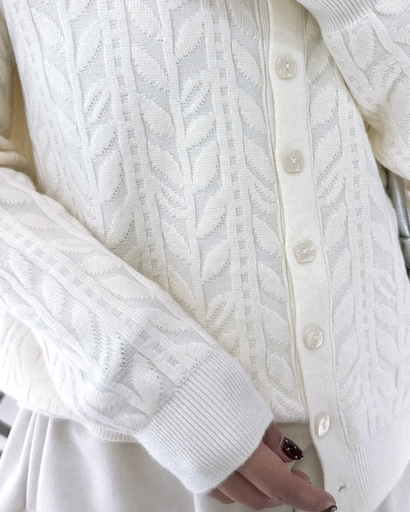 親膚棉花糖花紋針織上衣/外套 3色