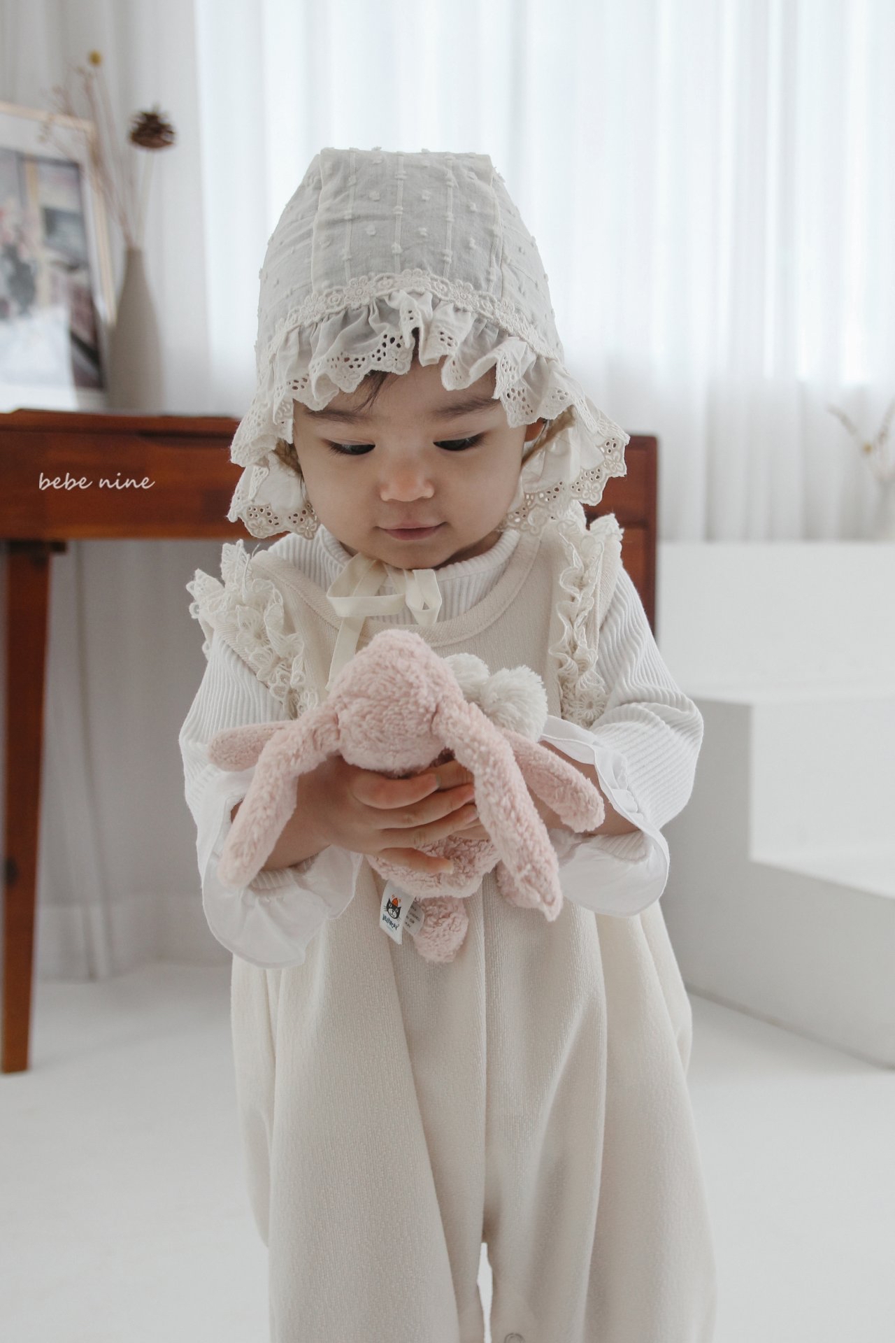🌸預訂 韓國直送🌸🇰🇷Bebenine蕾絲荷葉花邊包耳帽