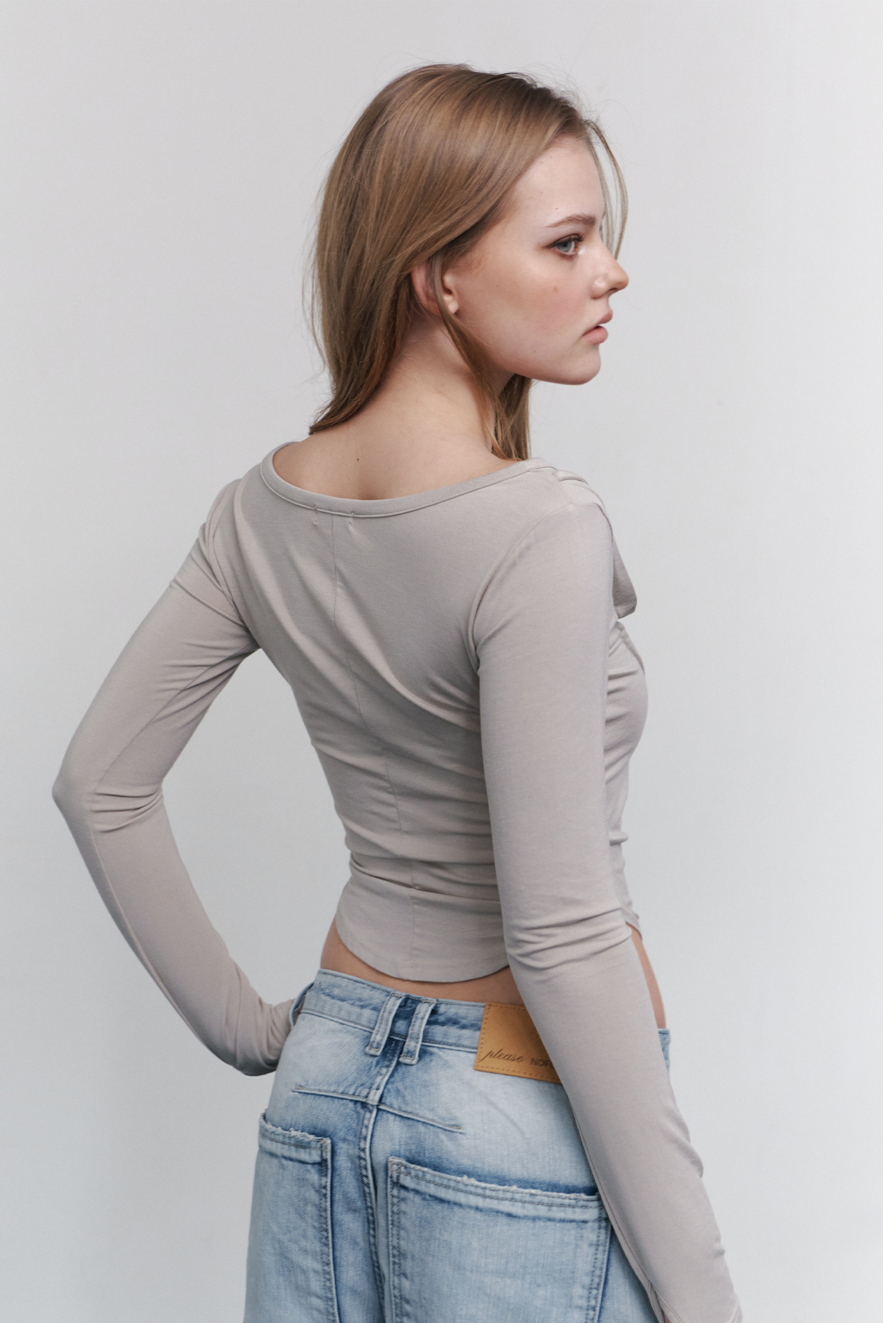 pleaseNOFOLLOW - Deba Long Sleeve Top (Silver Grey)