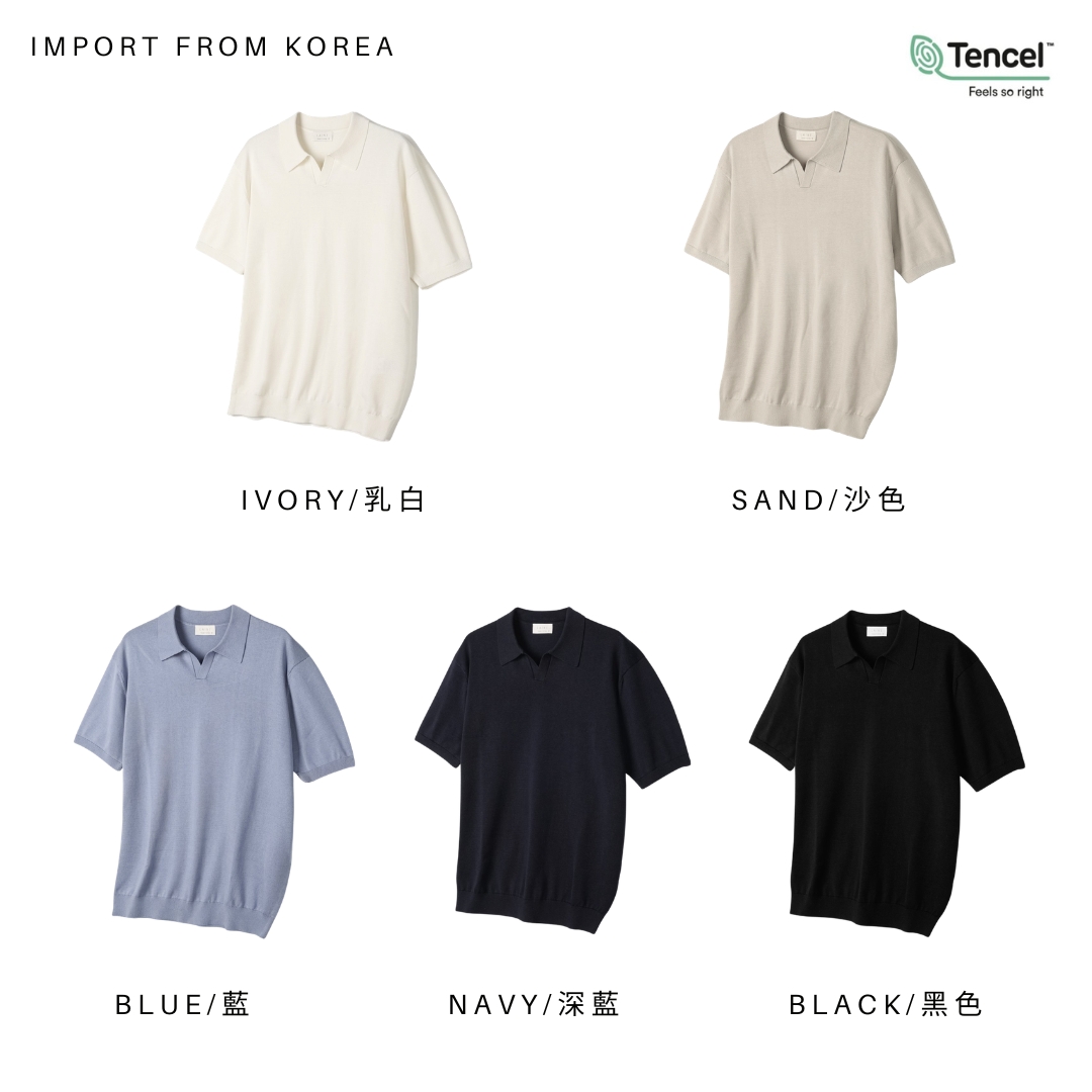 Open Collar Knit Polo