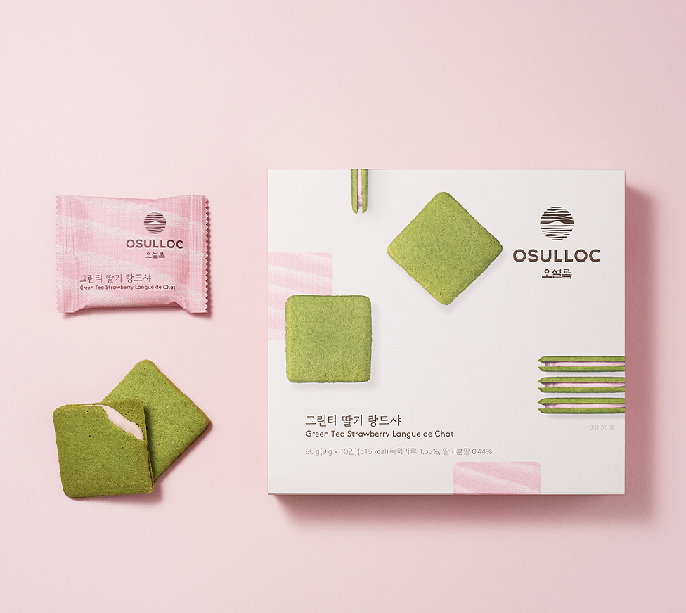 韓國 OSULLOC 濟州島抹茶 草莓夾心 法式脆餅 100g/盒｜Green Tea Strawberry Langue de Chat