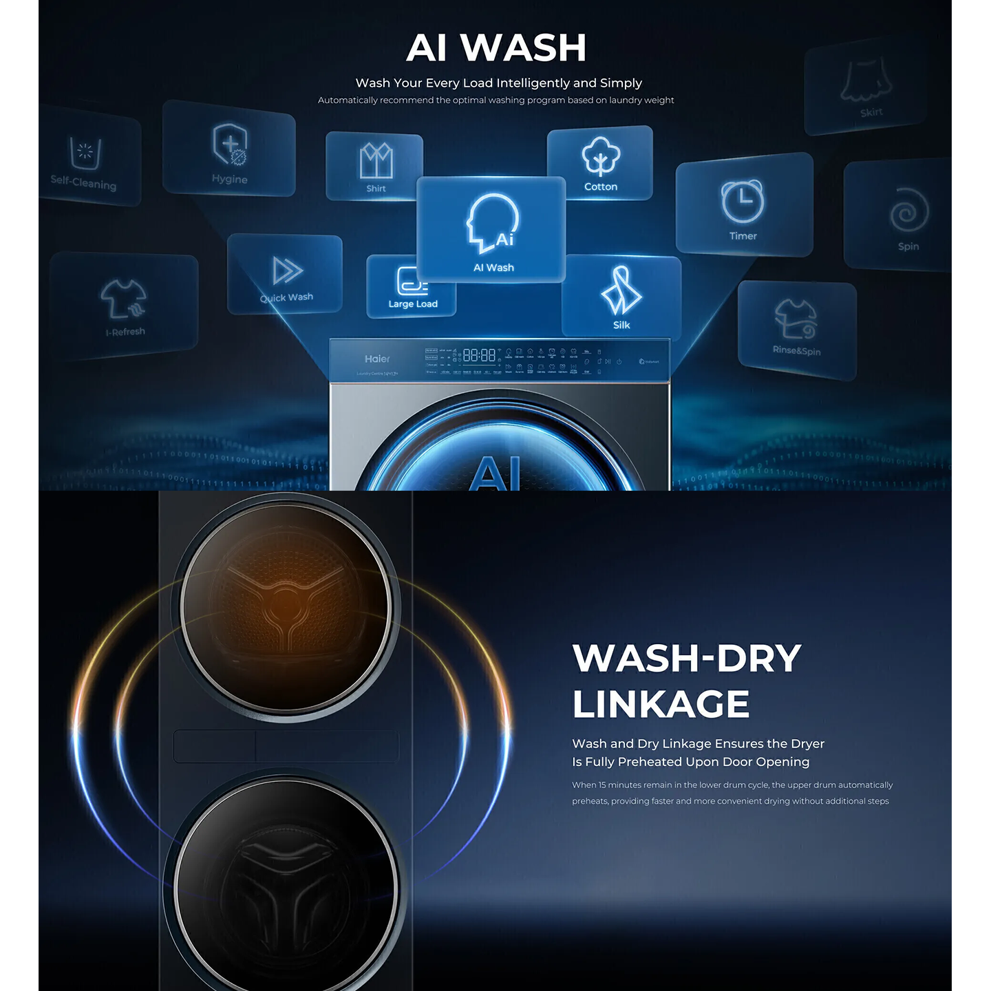 Haier 14kg/9kg Inverter Washer Dryer (HWD140-BD14LCGNU1)