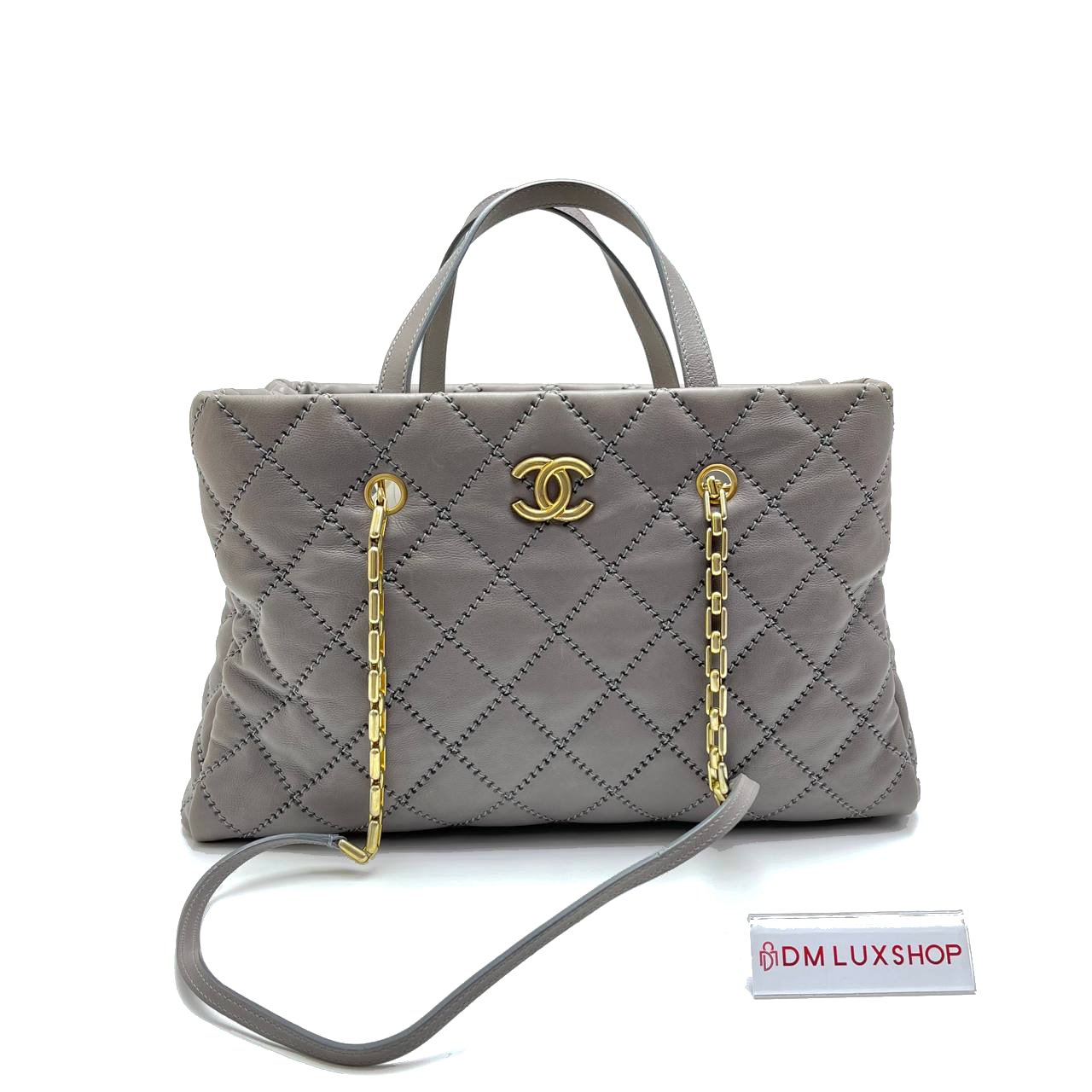 Chanel Grey Calfskin Shopping Tote GHW (Serial 14)