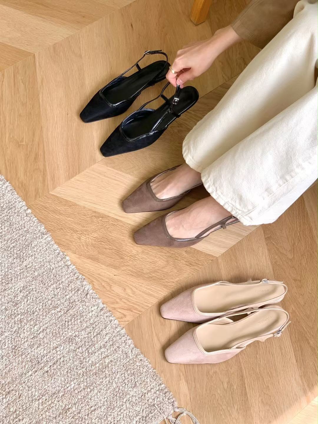 ♥︎秋冬絨面Slingback pumps (踭高4cm)
