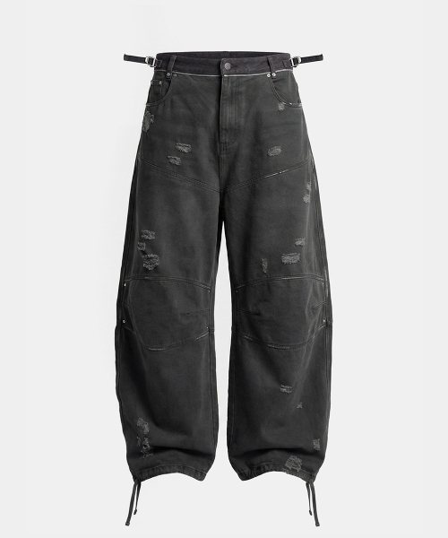 Star Studded Convex Pants - Dusty Black - 스타 스터디드 컨벡스 팬츠 - 더스티블랙