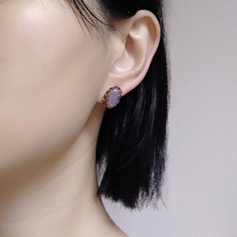 Vintage Recomposed Glass Stud Earrings - Confetti Easter Egg(NA0738)
