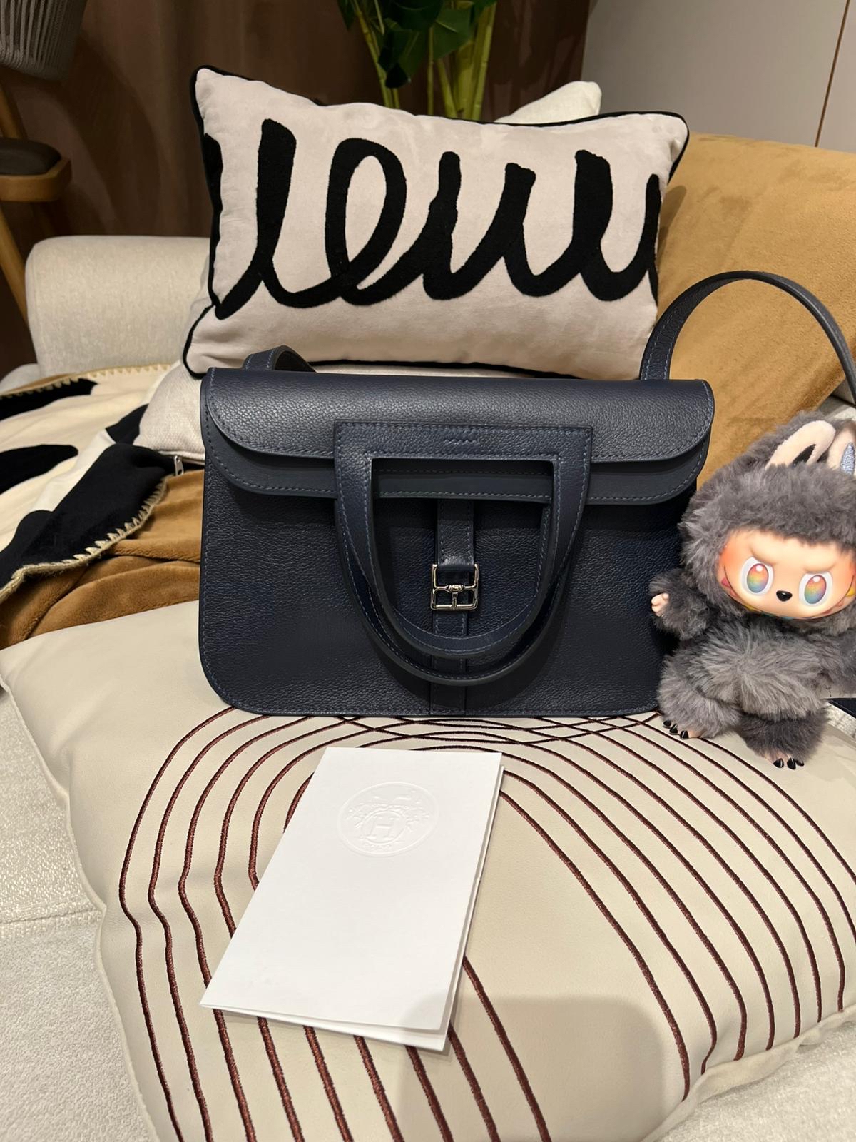 Hermes Halzan 25,STAMP U,BLEU NUIT 100%Authentic ,98%new ✅收據✅dust bag✅box 