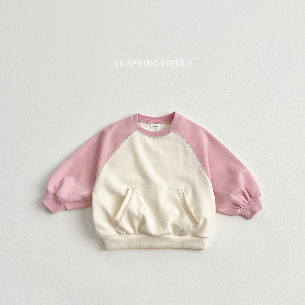 🌸預訂 韓國直送🌸🇰🇷VIVIDI三色拼色袖寬鬆袋鼠口袋衛衣