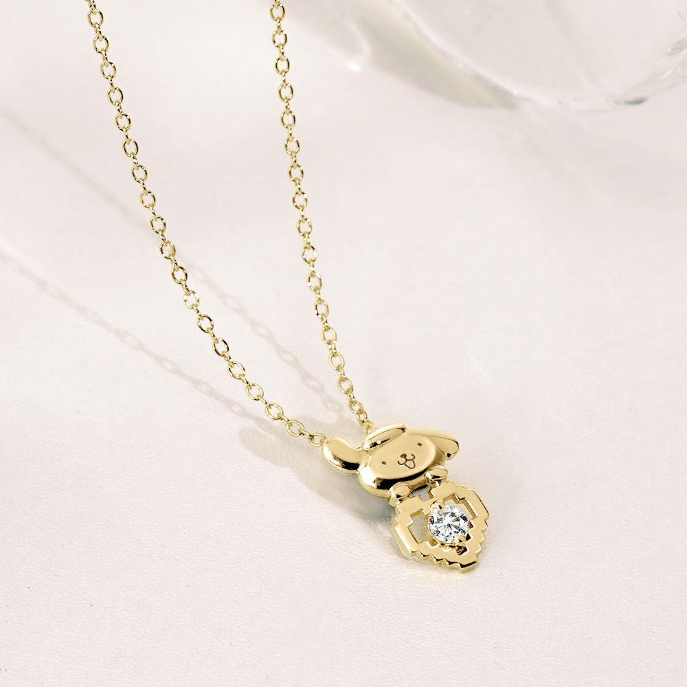 📦訂購 台灣限定 三麗鷗 SanrioＸSTORY 故事銀飾 30週年系列 Pom Pom Purin 布丁狗像素雷刻晶鑽純銀頸鏈