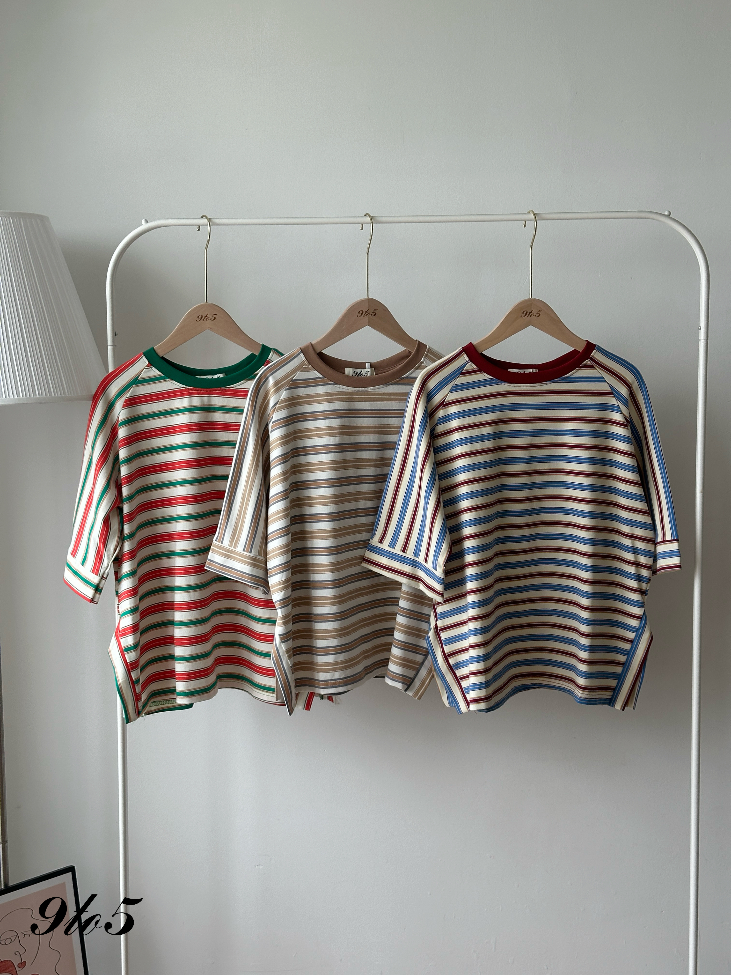 T4418 Contrast Stripe Oversized Tee - 3 Colors 