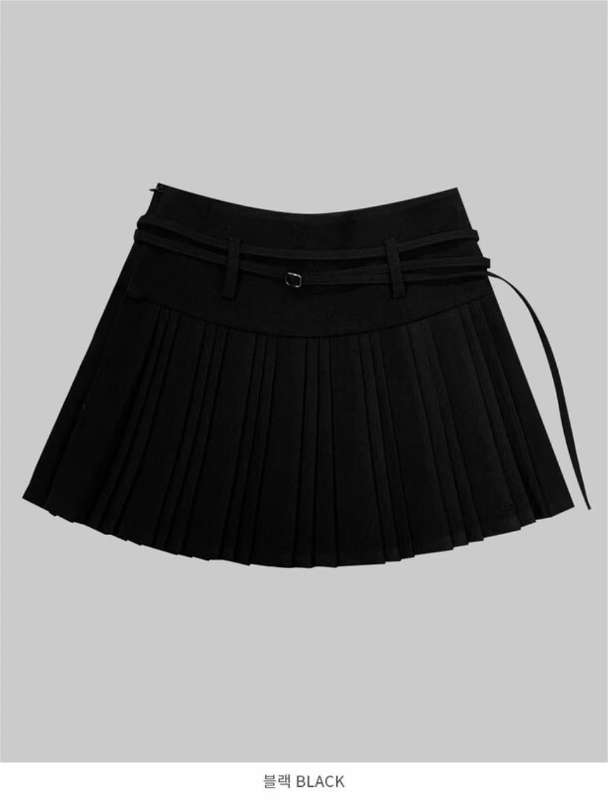 【 ˶୨⚑ 版型極好🧸梨型女孩必入！超顯瘦🤎日常上班OK～銀扣腰BELT百摺裙褲！】 Earth Tone Pleated Belt Skirt Pants(兩色入)