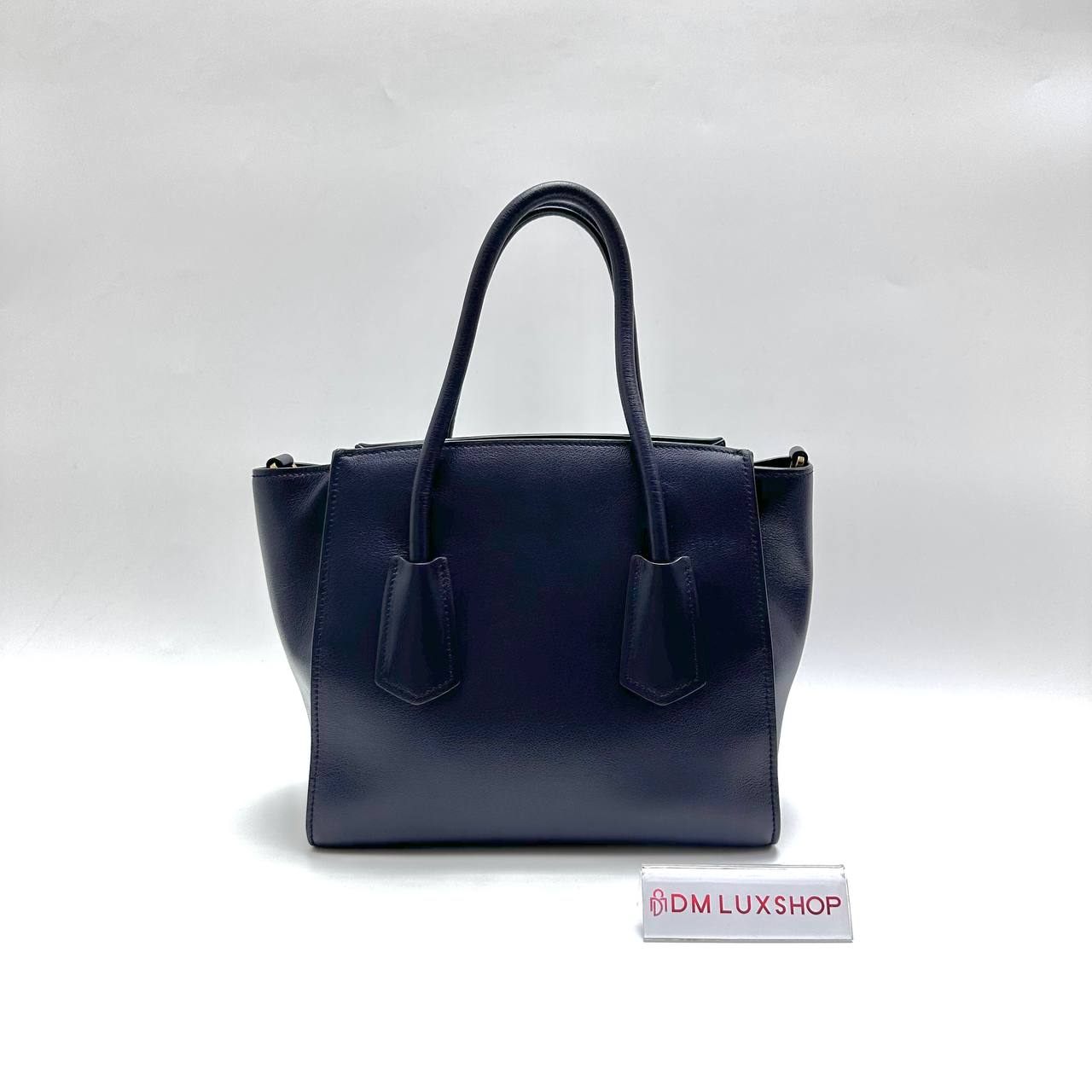 Prada Navy Glace Calf Leather Tote Bag GHW 