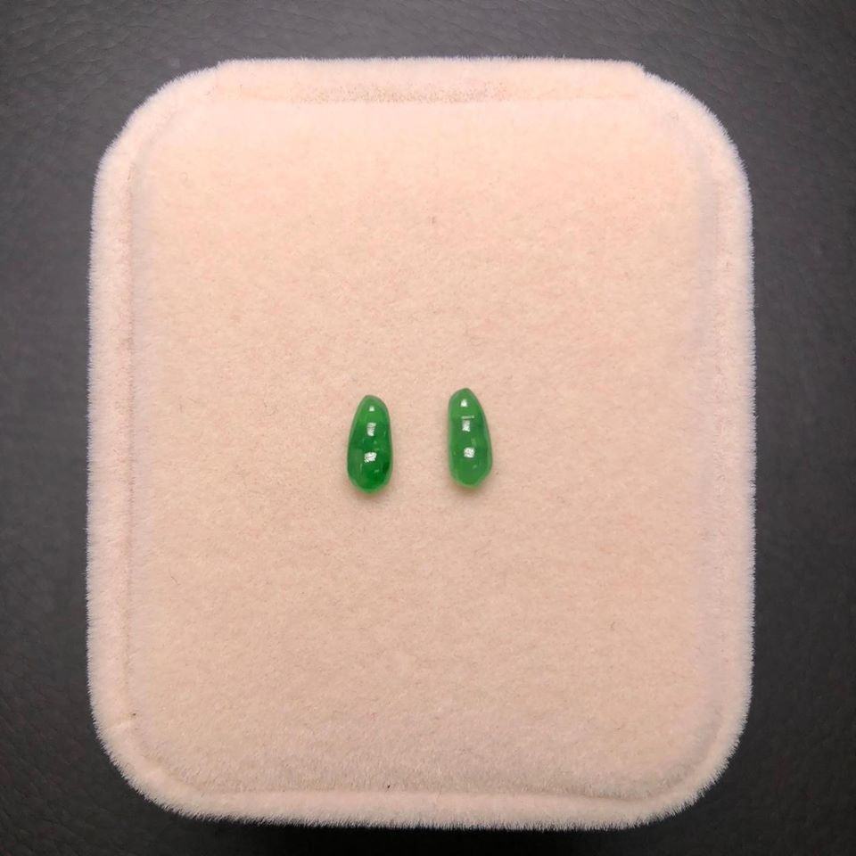 冰種滿綠翡翠福豆一對 - 1