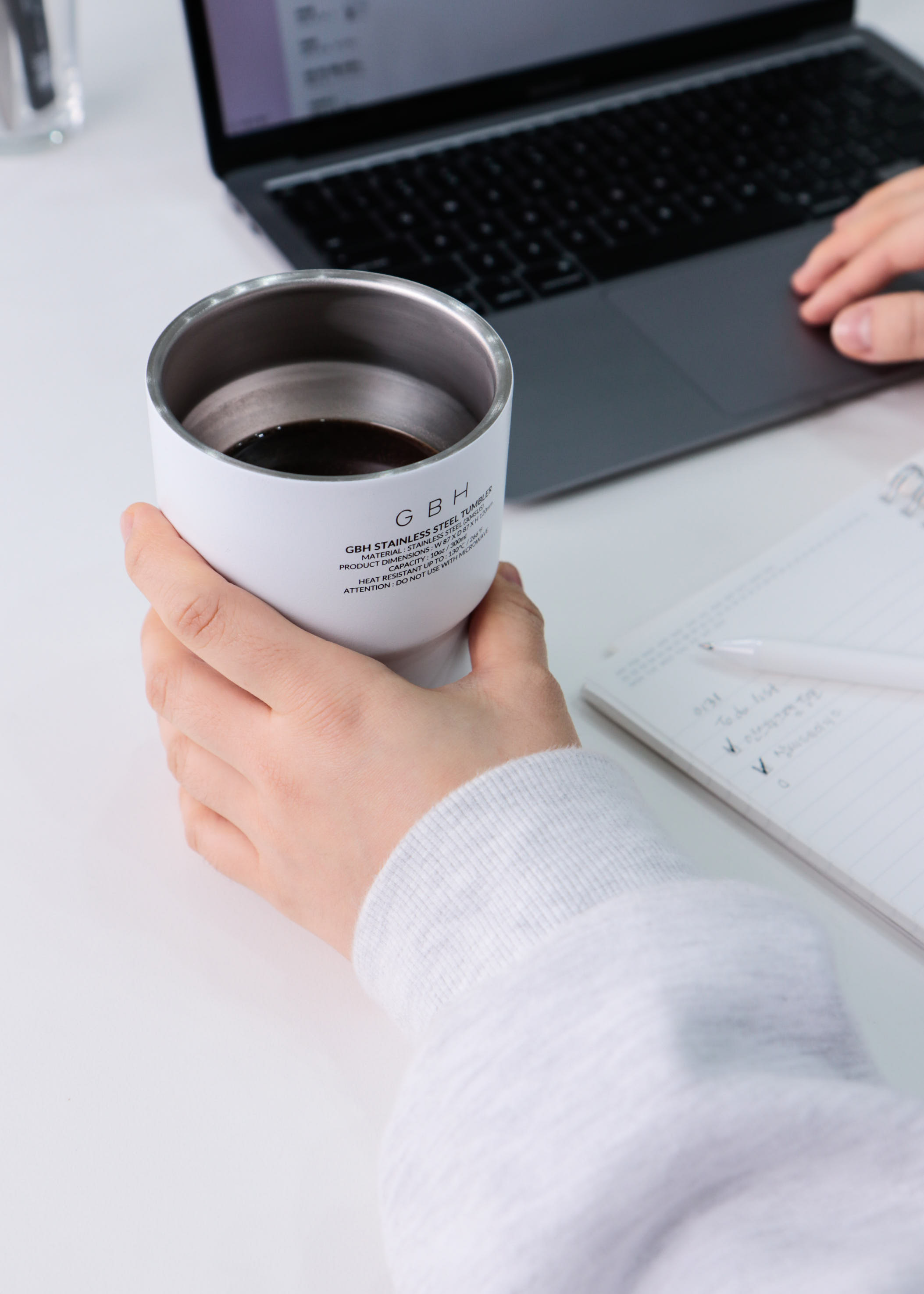 GBH STAINLESS STEEL TUMBLER / WHITE / 300ml