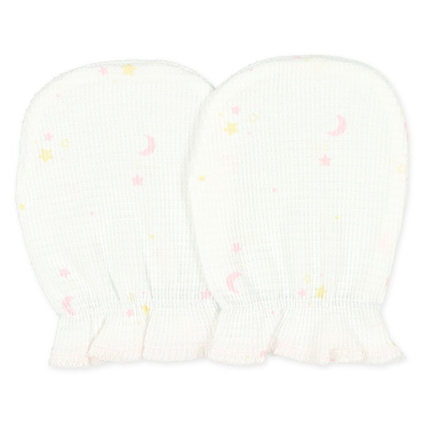 🇯🇵預訂 日本直送🇯🇵兩色日本製新生兒星月滿印純棉手套兩件套