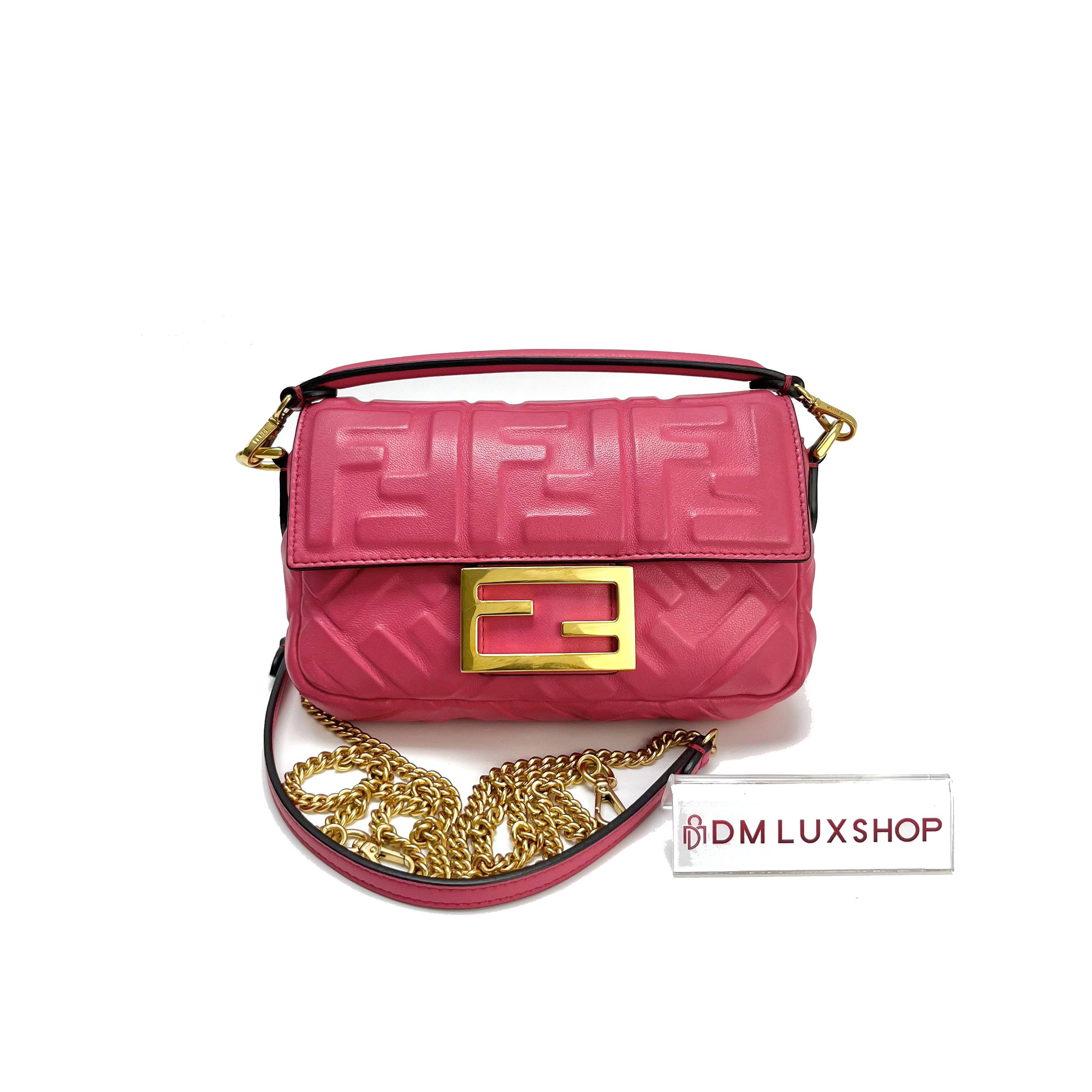 Fendi Pink Baguette Crossbody Mini Bag