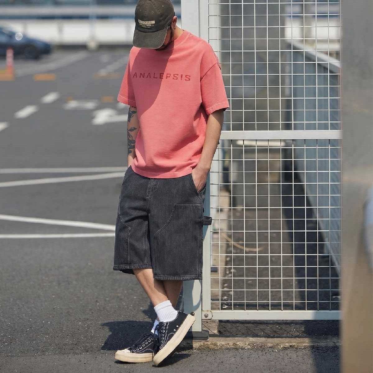 M1318 重磅洗水字母短袖Tee