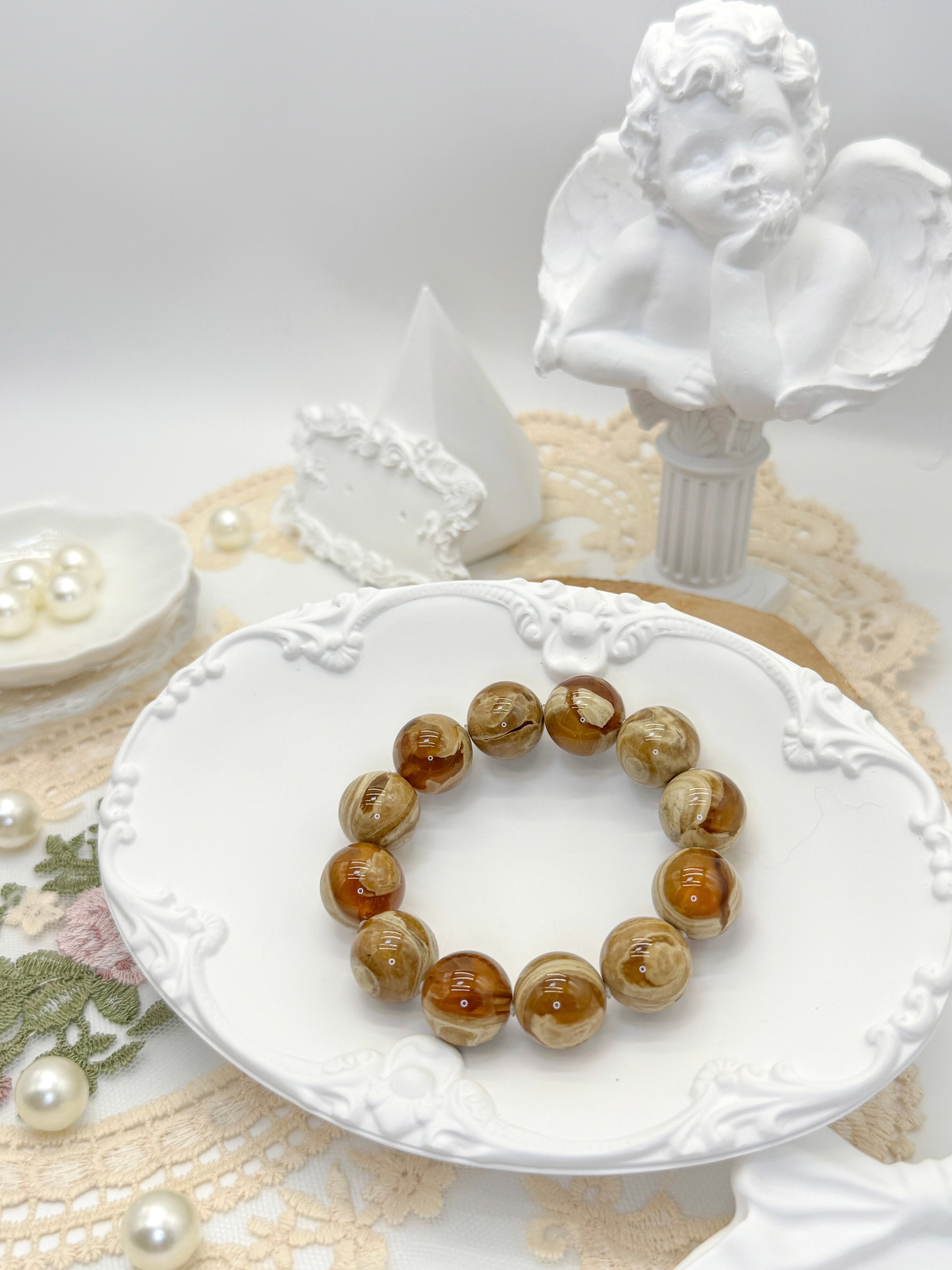 妖花金溶洞圓珠手鍊(14+mm)