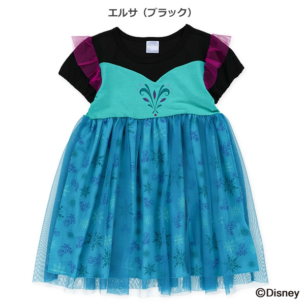 🇯🇵預訂 日本直送🇯🇵三色Frozen造型短袖印花薄紗短袖連身裙