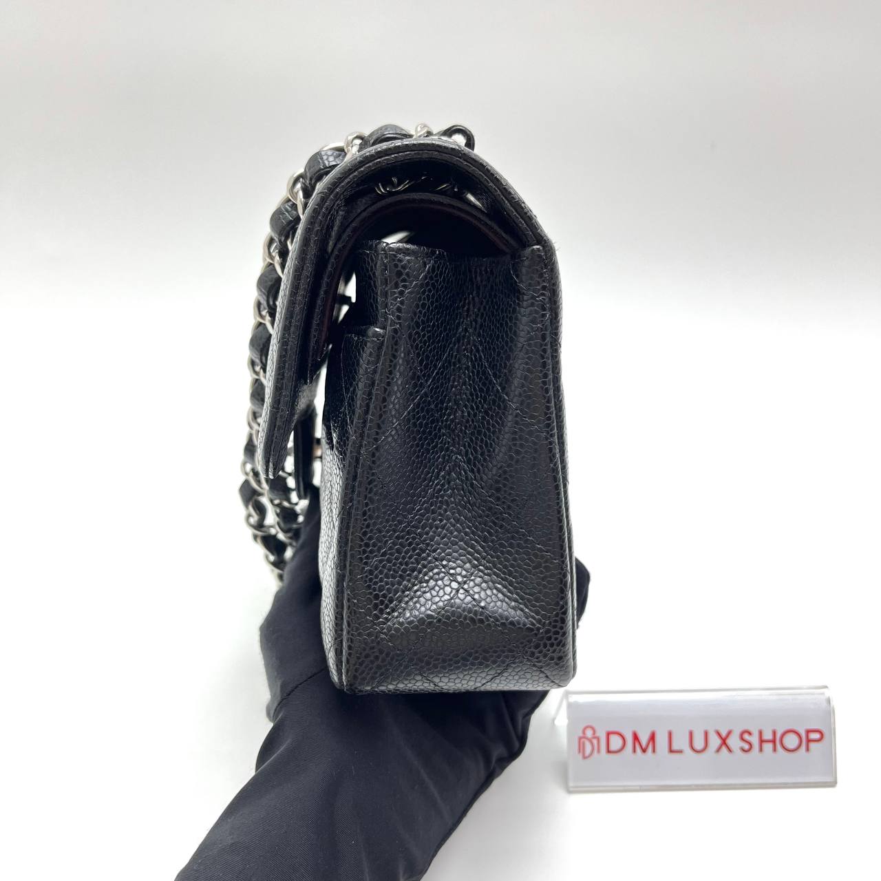 Chanel Black Caviar Small Classic Double Flap SHW (Microchip)