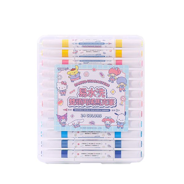 【台灣】SANRIO 易水洗雙頭馬克筆（24色）