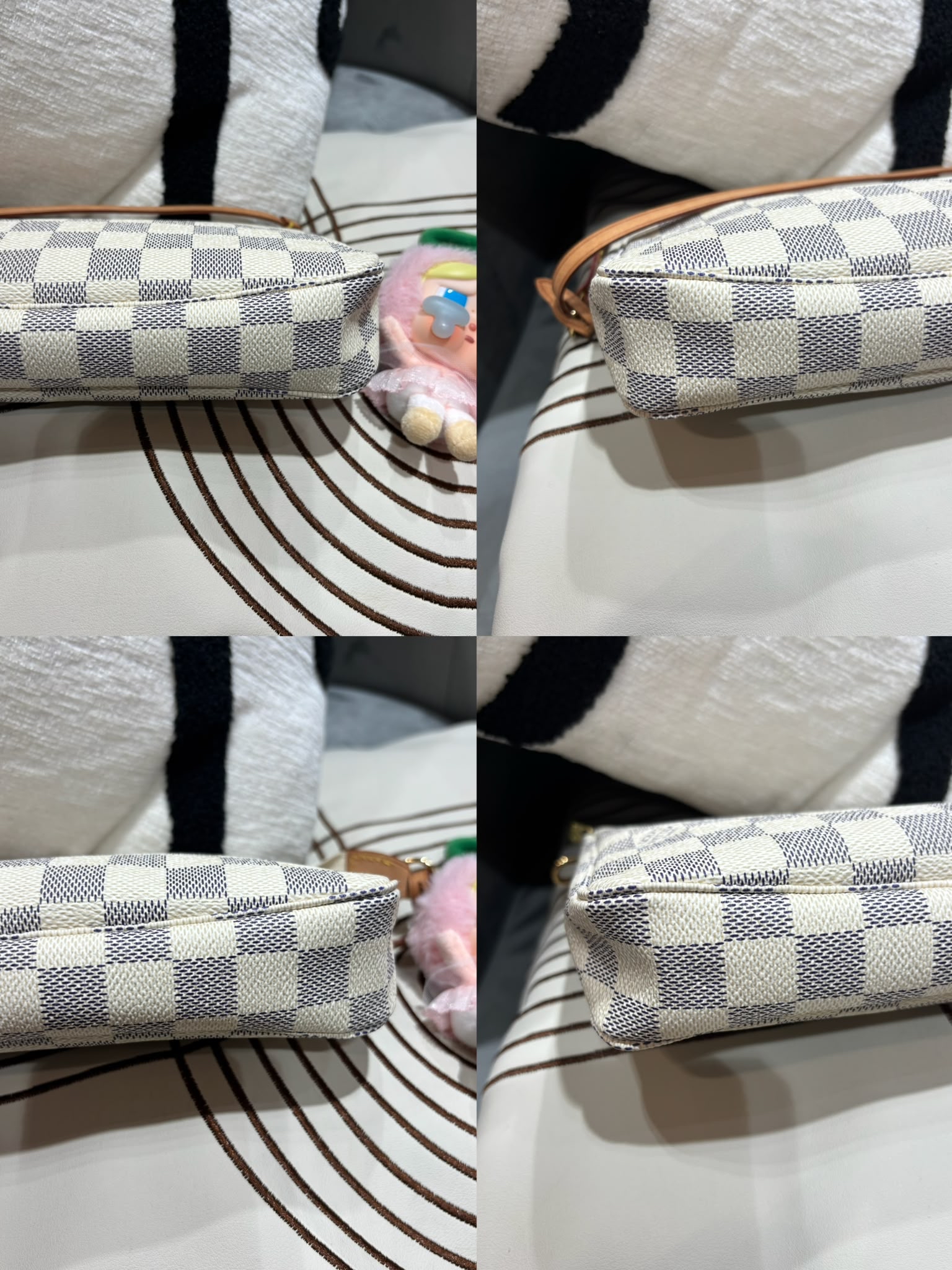 Louis Vuitton LV Pochette 白色棋盤格hobo bag 100%Authentic,98%new  
