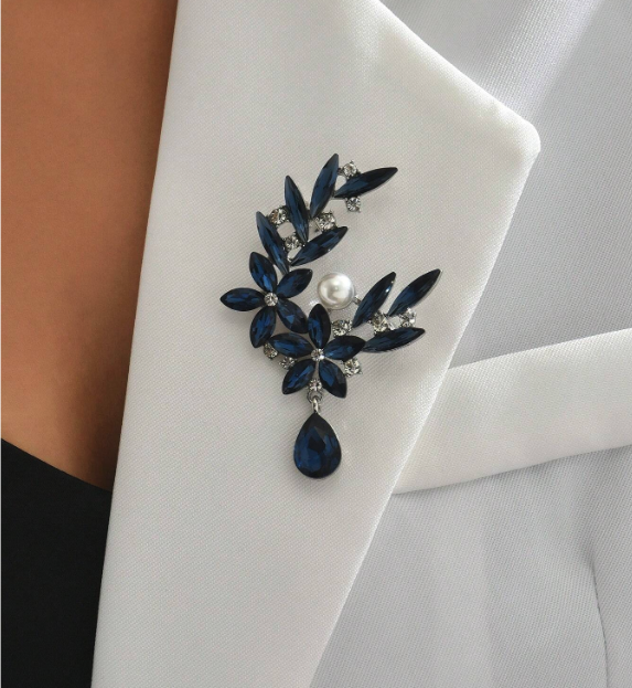 Midnight Bloom Crystal Brooch