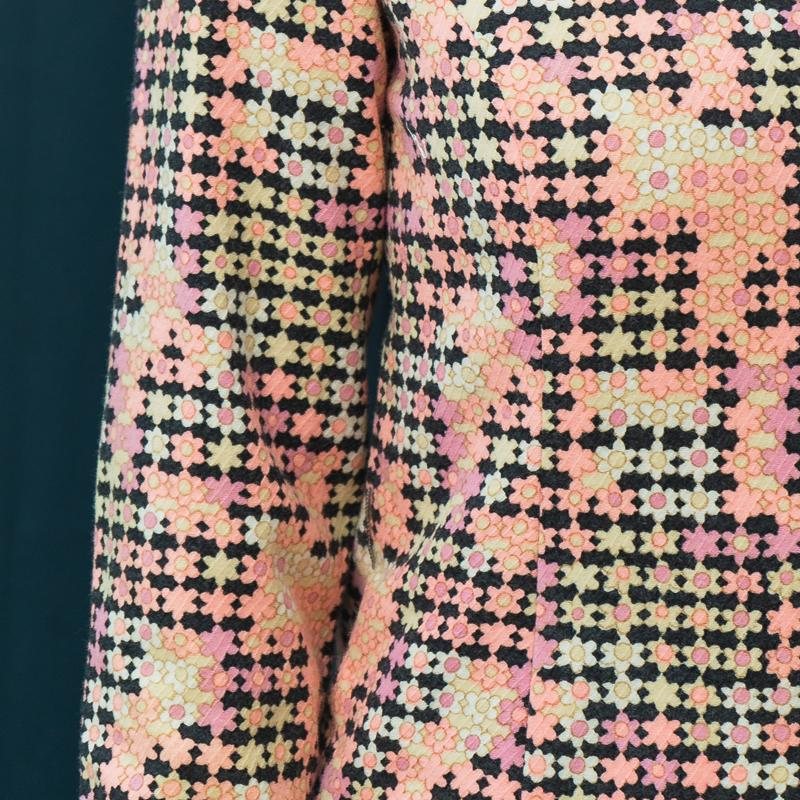 Vintage Japanese 1960s MOD Floral Pattern Long Sleeve Shift Mini Skirt Dress（MT1541-27）