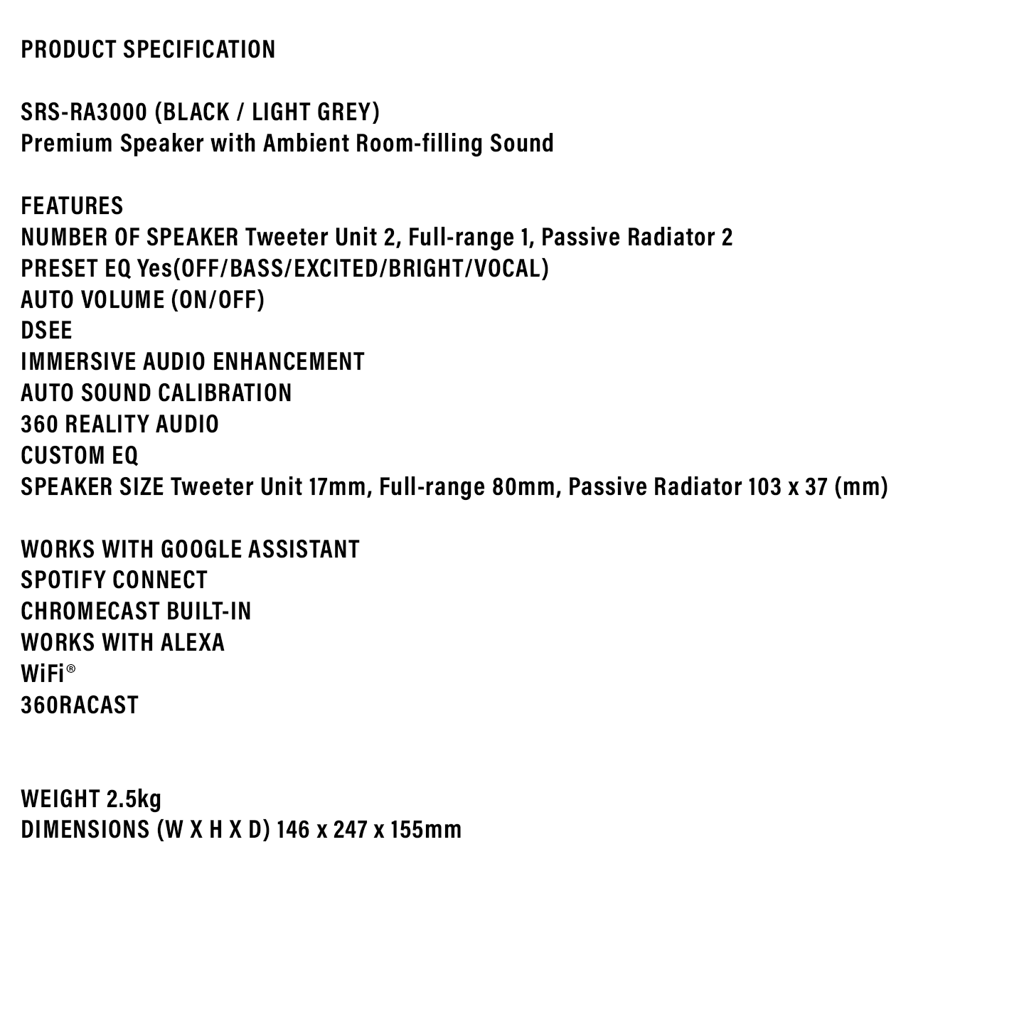 Sony 360 Reality Audio Wireless Speaker (SRS-RA3000)