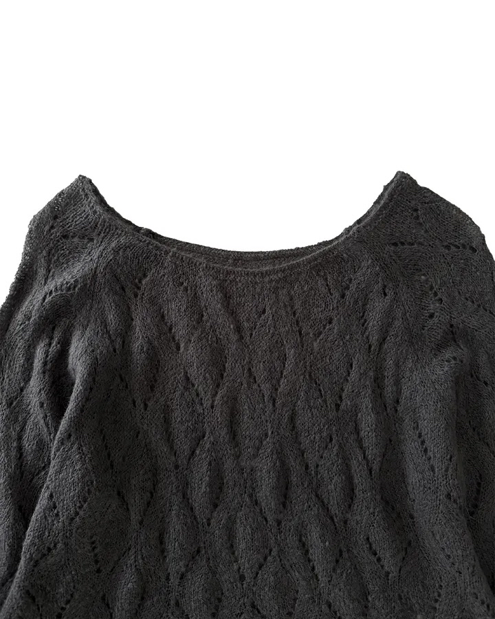 Boat Neck Sheer Knit Top
