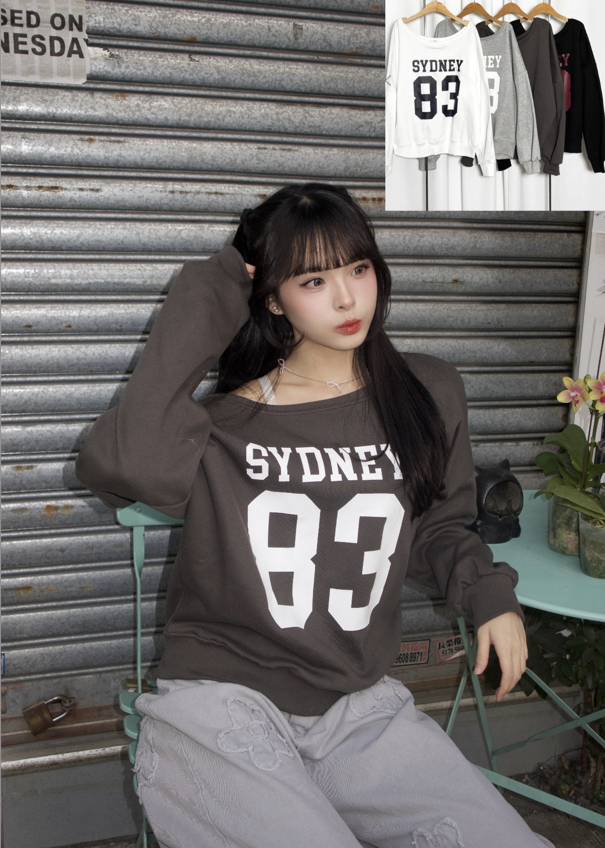 已售罄❌韓國83 oversized 露膊hoodie♠️